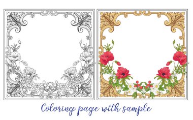 Küme veya anahat ve poppy, daff renkli yaz çiçek buketi