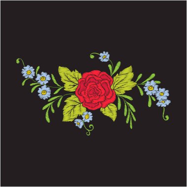 Nakış vintage çiçek buketi veya desen