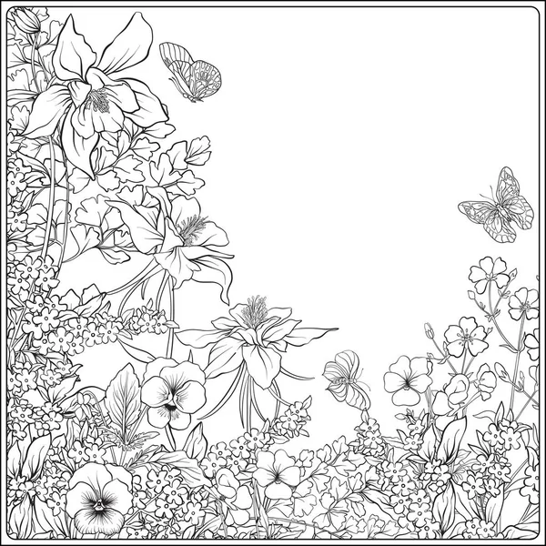 Composition with spring flowers: tulips, daffodils, violets, for Stock Vector