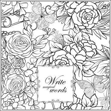 Kelebekler ve arılar ile çiçek desenli