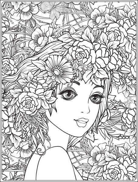 Молодая красивая девушка с венком цветов на голове
.