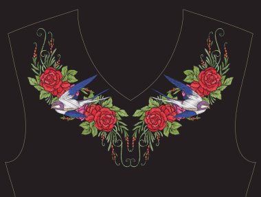 Nakış yaka, yaka T-shirt, bluz, gömlek için için. Patt