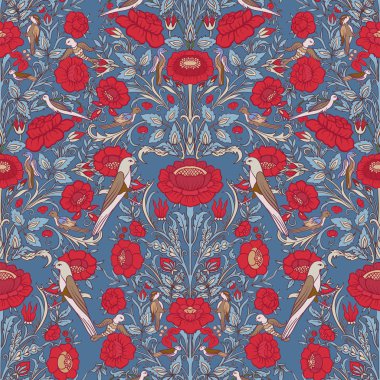 Çiçek seamless modeli, vintage tarzı çiçek ile arka plan bir