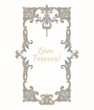 Mavi ve bej vintage çerçeve ile nakış