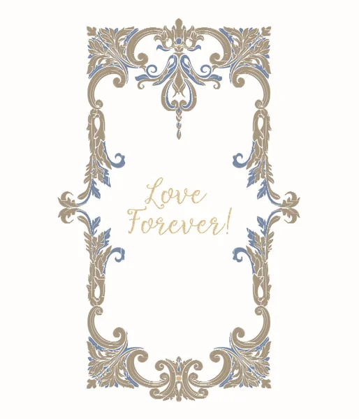 Mavi ve bej vintage çerçeve ile nakış