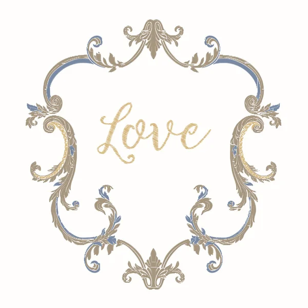 Mavi ve bej vintage çerçeve ile nakış