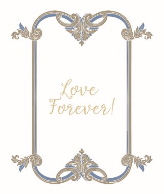 Mavi ve bej vintage çerçeve ile nakış