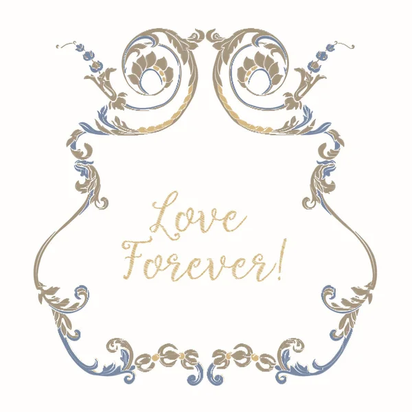 Mavi ve bej vintage çerçeve ile nakış