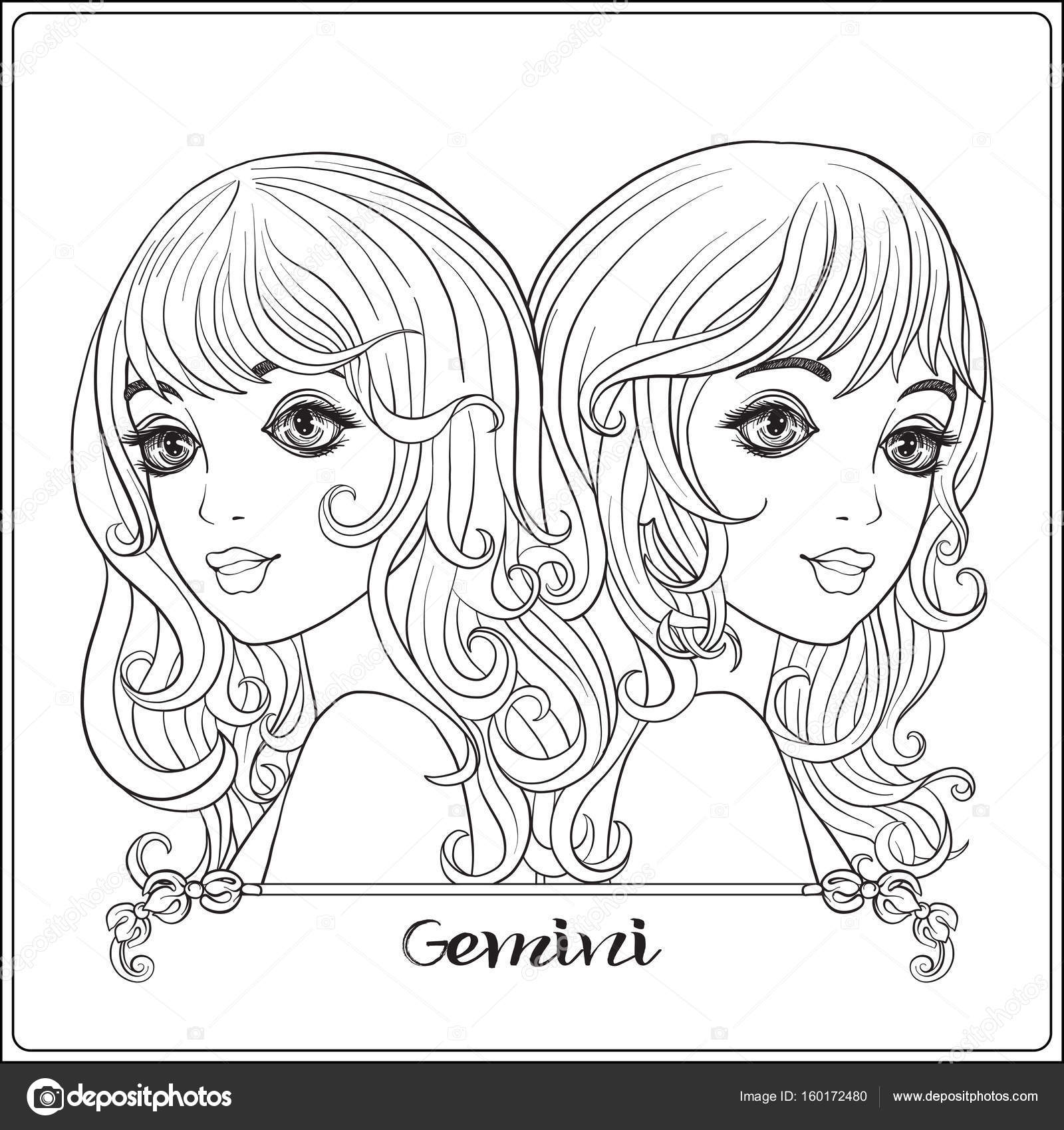 Un giovane belle ragazze sotto forma di uno dei segni dello zodiaco Delineare il disegno da colorare per adulti da colorare a mano