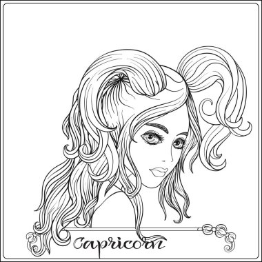 Capricornus. A young beautiful girl In the form of one of the si clipart