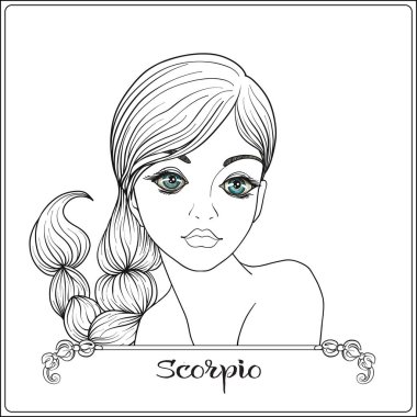 Capricornus,  scorpion. A young beautiful girl In the form of on clipart