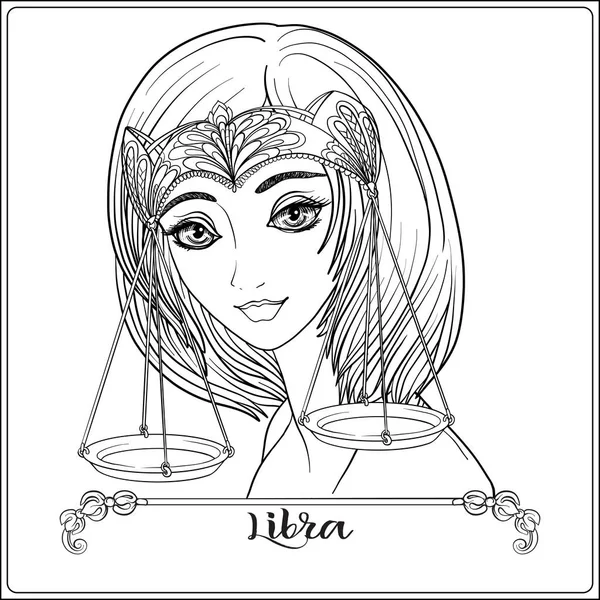 Libra. Μια όμορφη κοπέλα με τη μορφή ενός από τα σημάδια της — Διανυσματικό Αρχείο