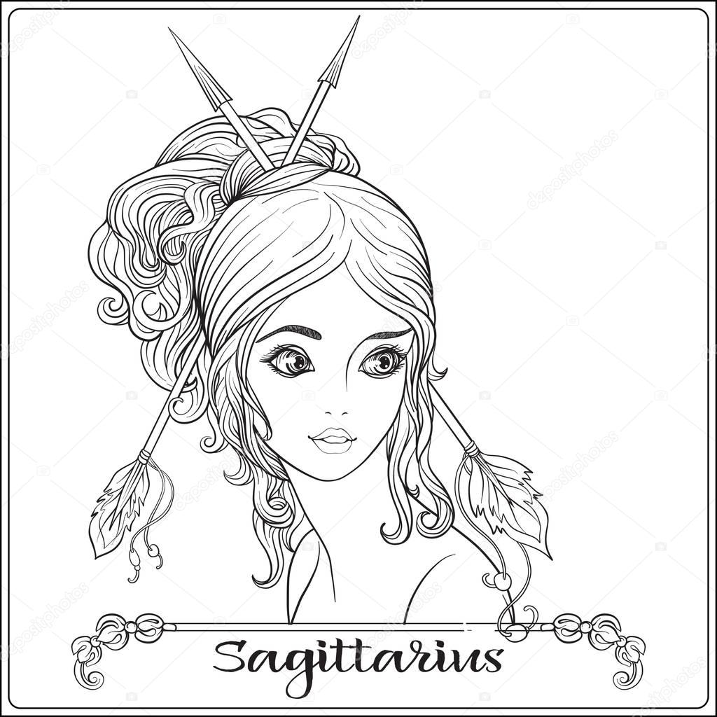 Sagittarius,  archer. A young beautiful girl In the form of one