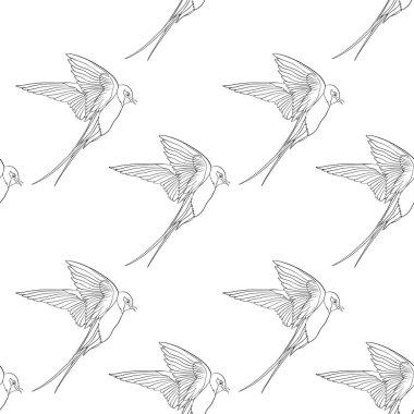 Kırlangıç, kuşlar. Dikişsiz desen, arka plan.