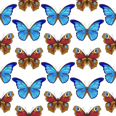 Kelebekler. Renkli seamless modeli, arka plan.