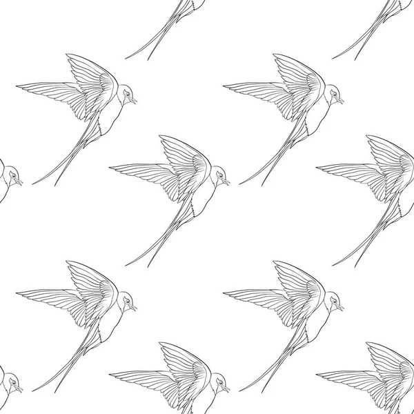 Swallow, vogels. Naadloze patroon, achtergrond. — Stockvector