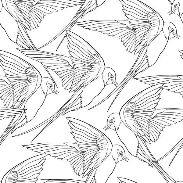 Kırlangıç, kuşlar. Dikişsiz desen, arka plan.