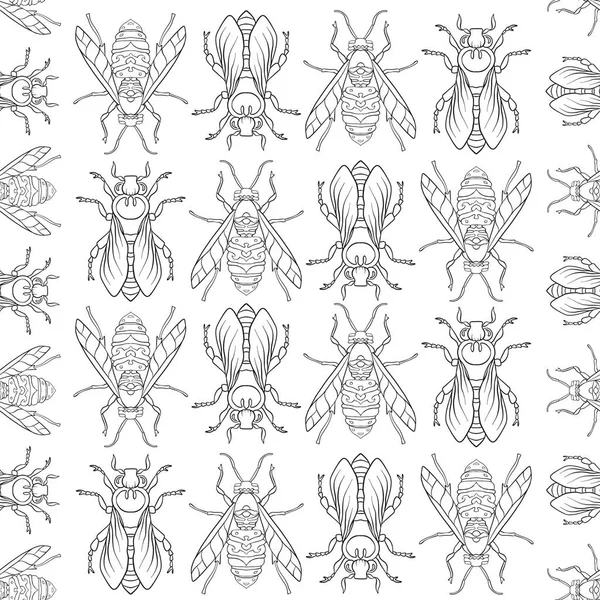 Las abejas. Patrón sin costura, fondo . — Archivo Imágenes Vectoriales
