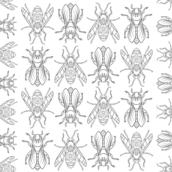 Abelhas. Padrão sem costura, fundo . —  Vetores de Stock