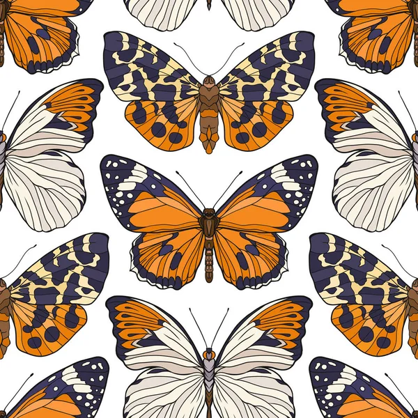 Kelebekler. Renkli seamless modeli, arka plan.