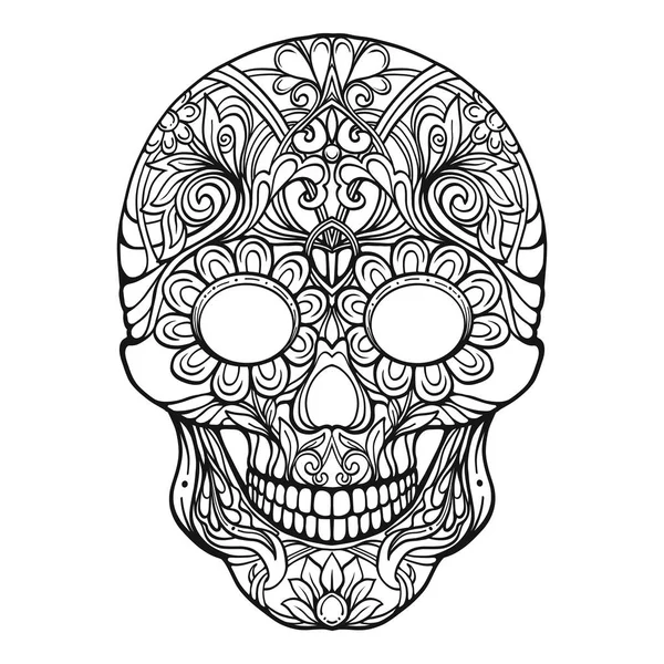 Cráneo de azúcar. El símbolo tradicional del Día de los Muertos . — Vector de stock