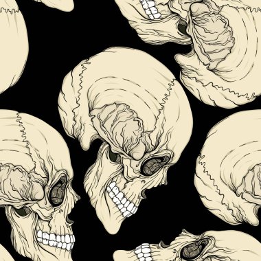 Seamless modeli, insan kafatası ile arka plan. Stok satırı vektör