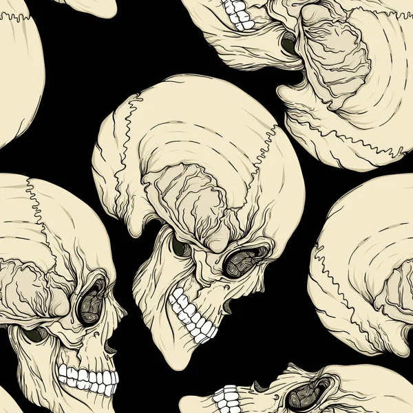 Seamless modeli, insan kafatası ile arka plan. Stok satırı vektör