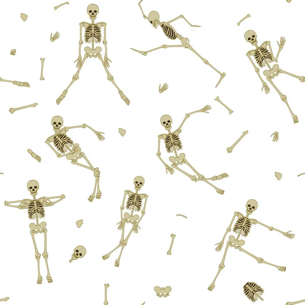 Безшовний візерунок, фон з танцювальними скелетами . — стоковий вектор