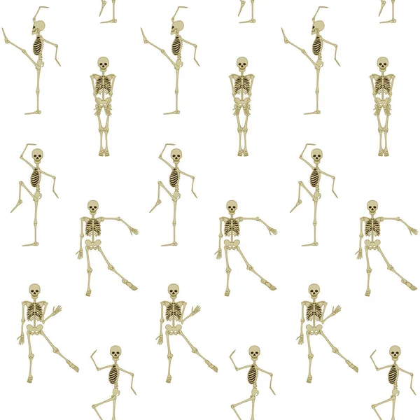 Varrat nélküli mintát, háttérben a táncoló csontváz. — Stock Vector