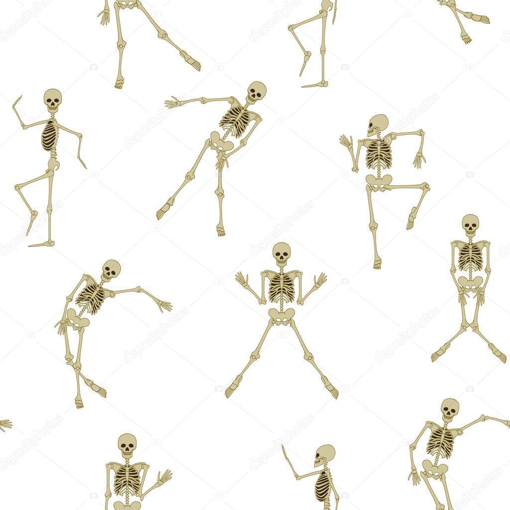 Seamless pattern, background with dancing skeletons.