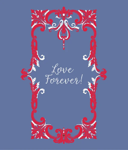 Kırmızı ve beyaz vintage çerçeve ile nakış