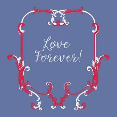 Kırmızı ve beyaz vintage çerçeve ile nakış