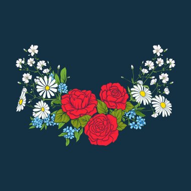 Buket gül ve papatyalar