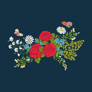 Buket gül ve papatyalar