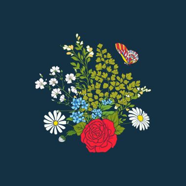 Buket gül ve papatyalar