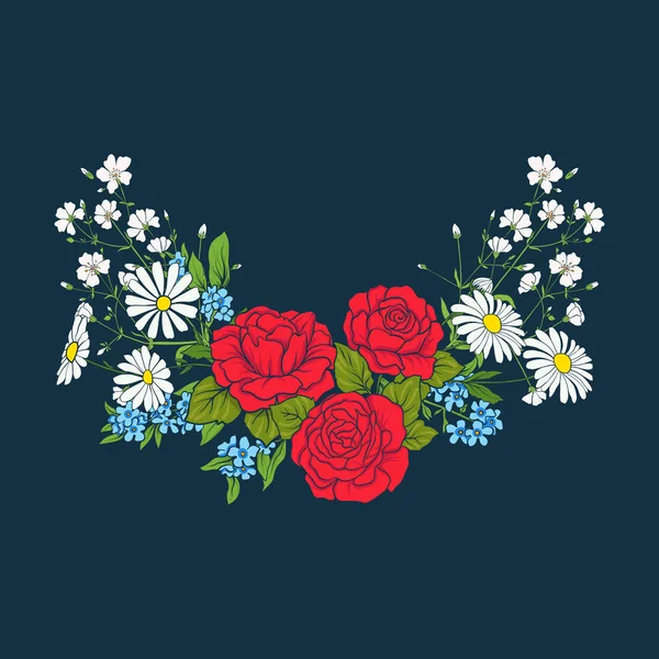 Buket gül ve papatyalar