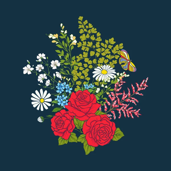 Buket gül ve papatyalar