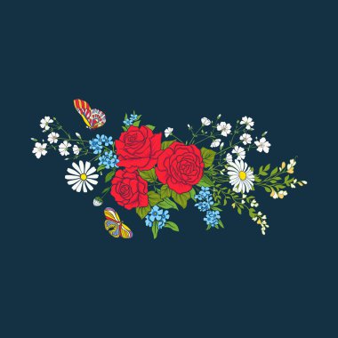 Buket gül ve papatyalar