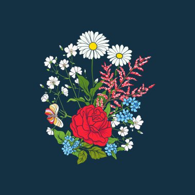 Buket gül ve papatyalar