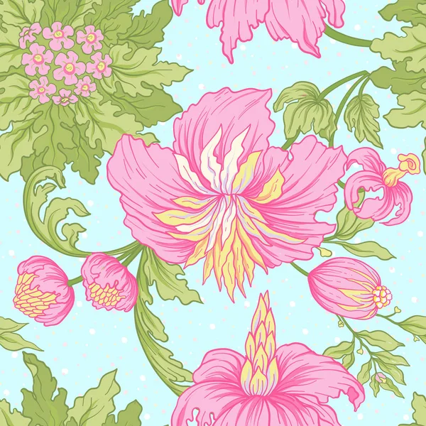 Blumen nahtlose Muster, Hintergrund mit Vintage-Stil Blumen — Stockvektor