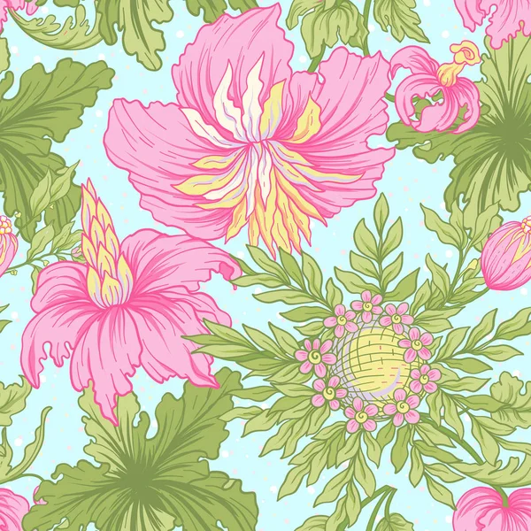 Çiçek seamless modeli, vintage tarzı çiçek ile arka plan