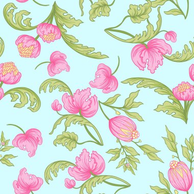 Çiçek seamless modeli, vintage tarzı çiçek ile arka plan