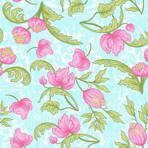 Çiçek seamless modeli, vintage tarzı çiçek ile arka plan