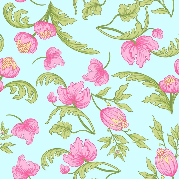 Çiçek seamless modeli, vintage tarzı çiçek ile arka plan