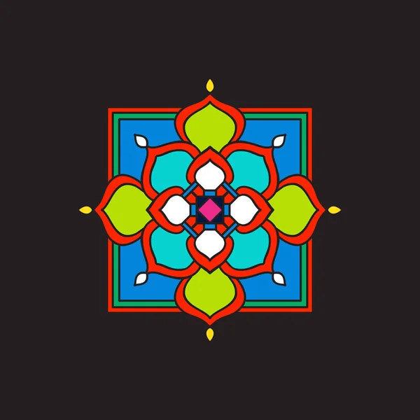 Mandala Tibet sur fond noir . — Image vectorielle