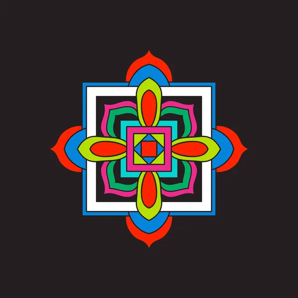 Tibet mandala siyah arka plan üzerine. — Stok Vektör