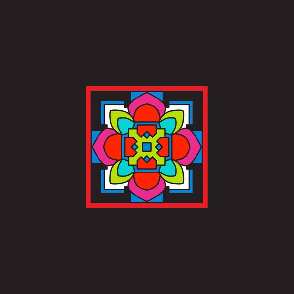 Tibet mandala på svart bakgrund. — Stock vektor