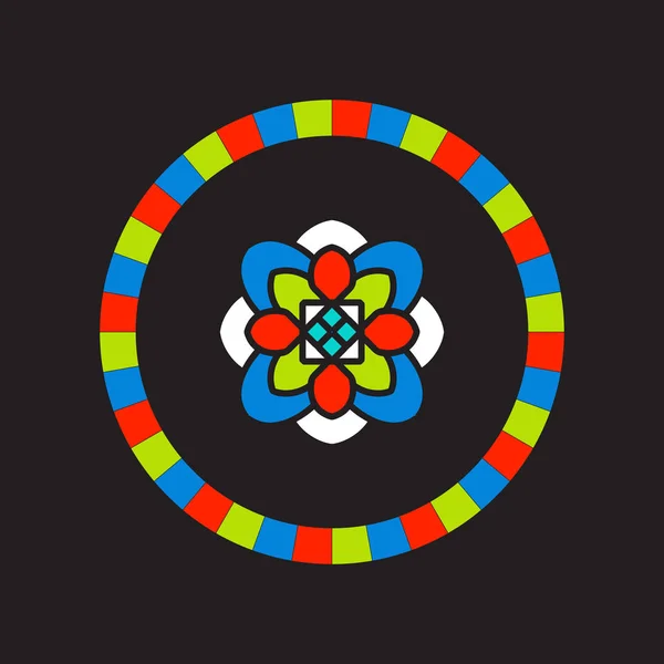 Mandala del Tíbet sobre fondo negro . — Archivo Imágenes Vectoriales