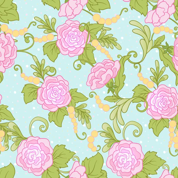 Floral seamless pattern, background with vintage style flowers — Stock Vector