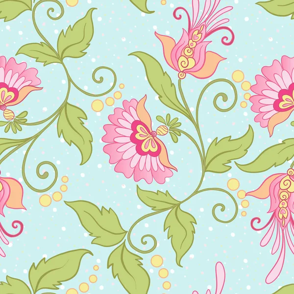 Floral seamless pattern, background with vintage style flowers — Stock Vector